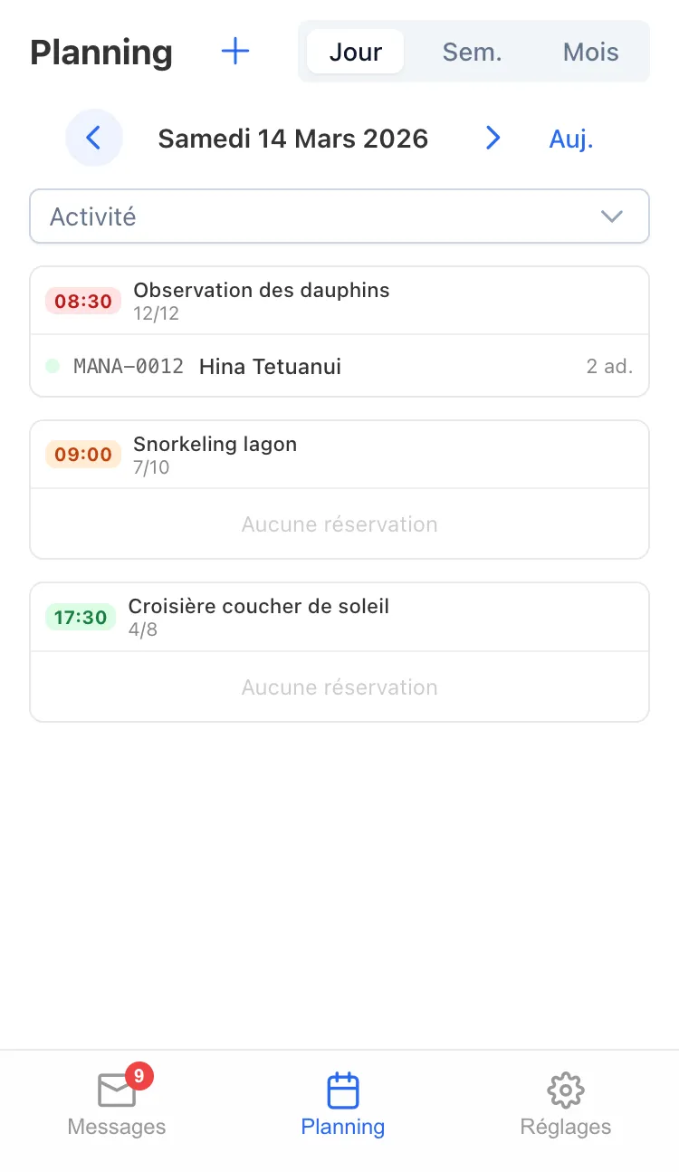 Capture d'écran — Planning